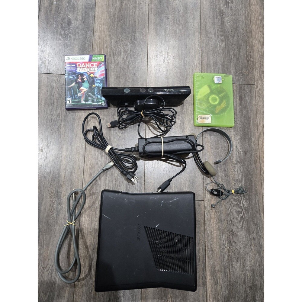 Microsoft Xbox 360 Slim Console S Bundle With Kinect, Headset, Games Tested